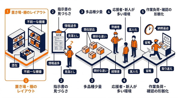 ピッキングミスが発生する要因