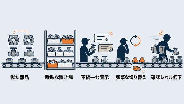 生産ラインで品番取り違えが発生する要因