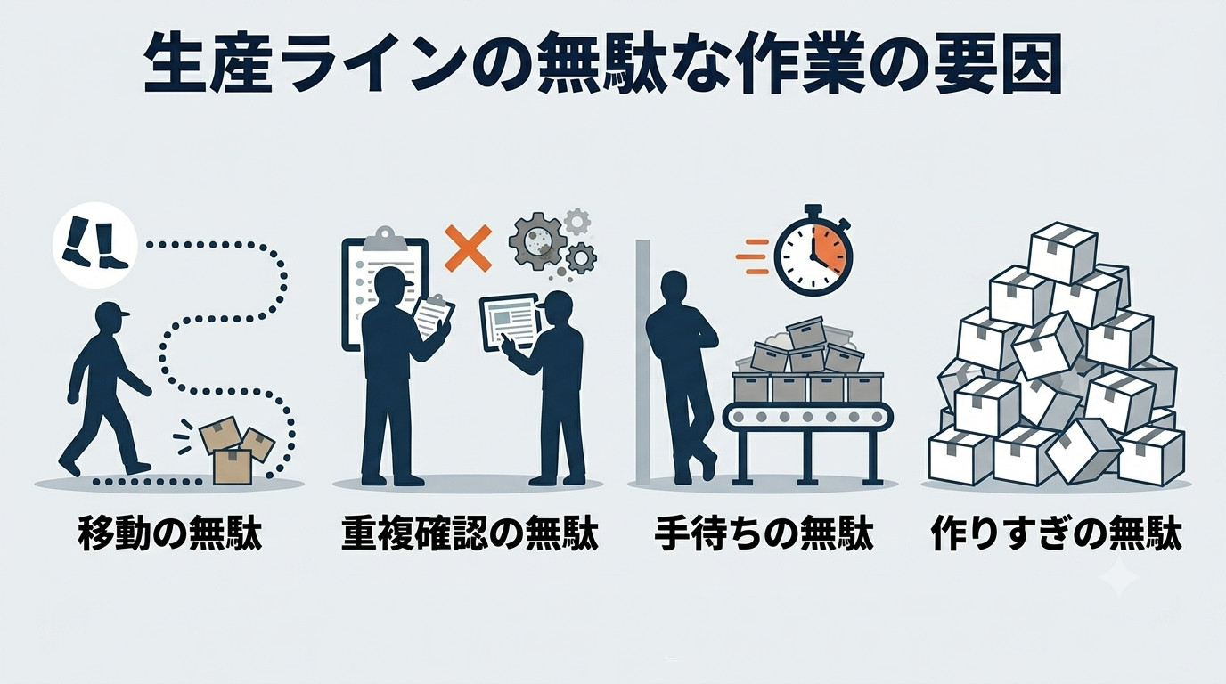 生産ラインで無駄な作業が起こる主な要因